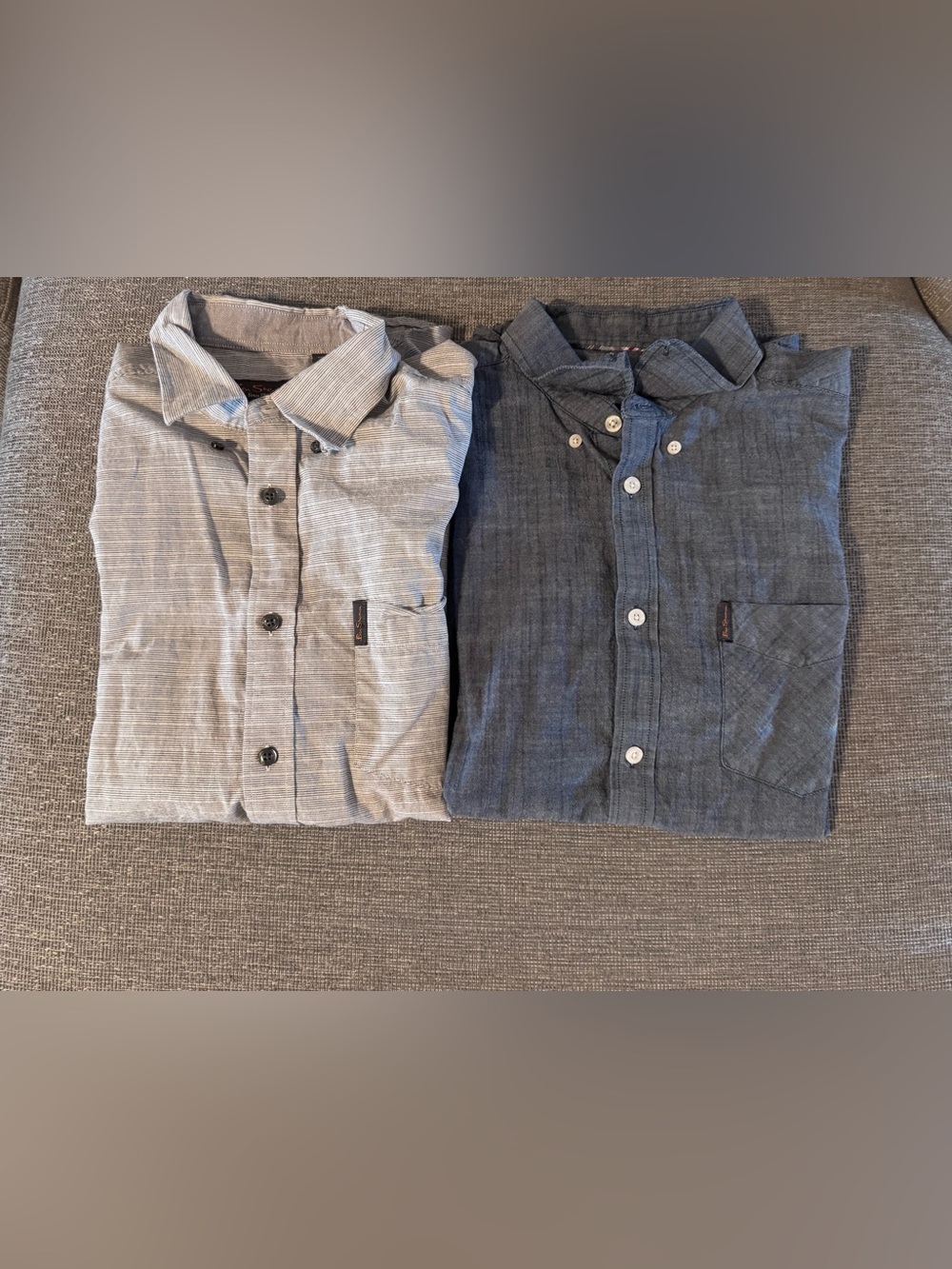 2 Ben Sherman Men's Shirts in Light Gray and Chambray